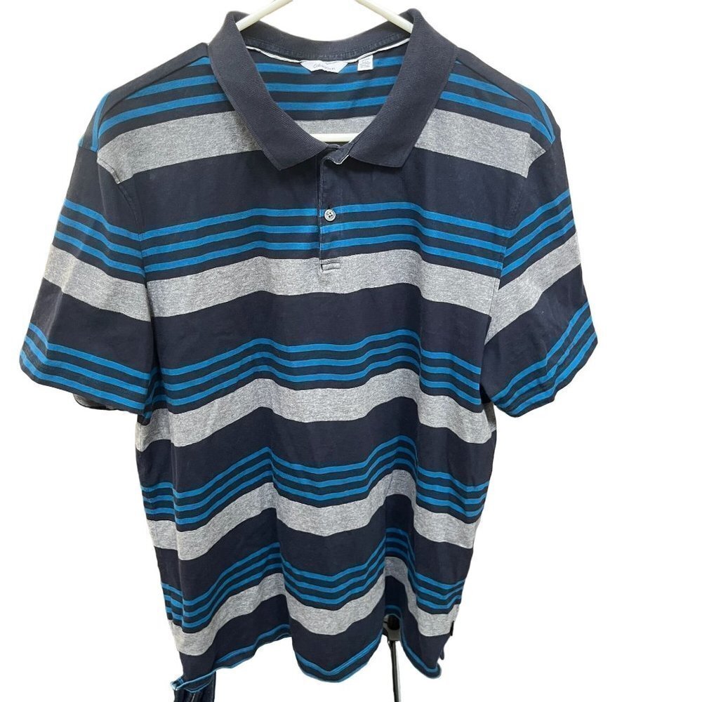 Calvin Klein Mens Short Sleeve‎ Polo Black Grey Blue Size XL